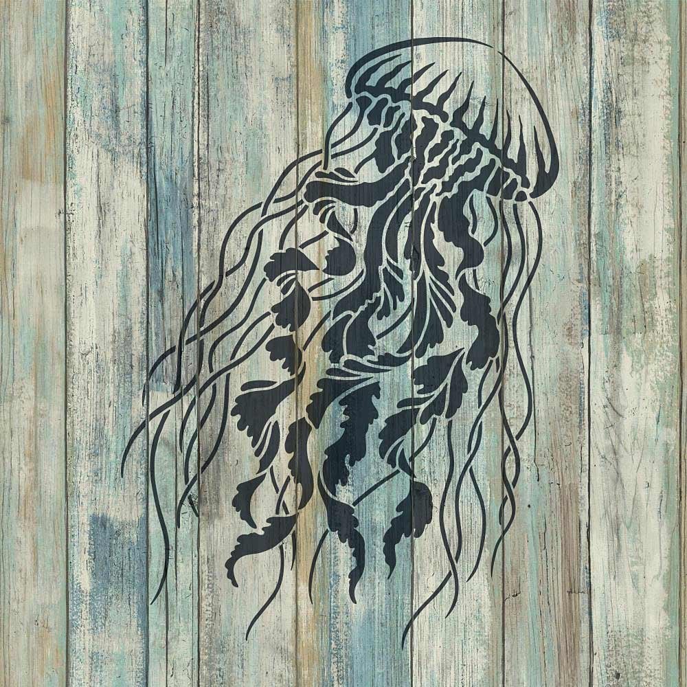 Large-Jellyfish-stencil-nautical-decor-beach-wall-art-reclaimed-wood-stencils