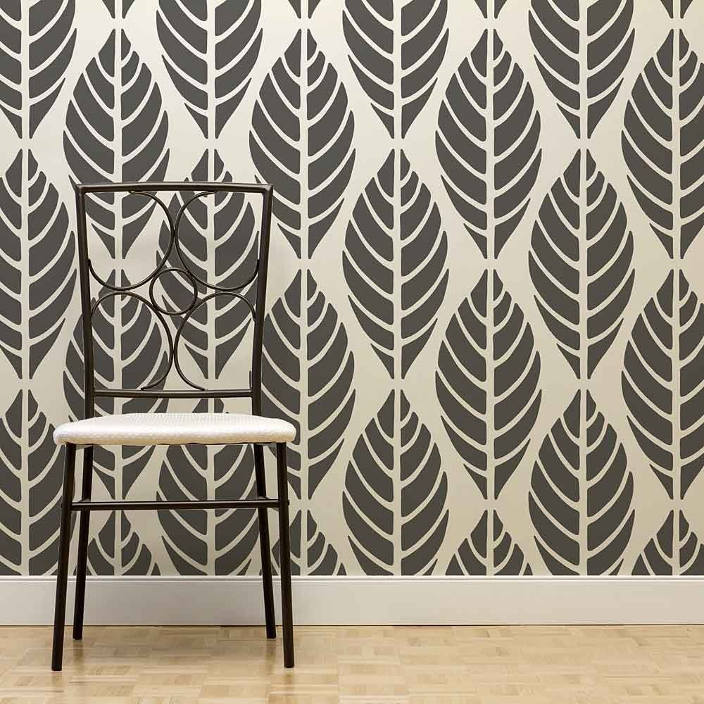 Leaves stencils large leaf wallpaper design tropical leaf wall stencil pattern