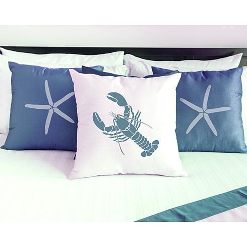 Lobster-Starfish--stenciled-Pillows