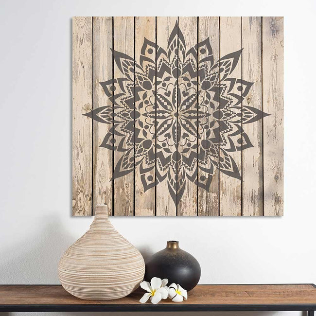 Mandala stencil recailmed wood stenciled wall art stencils