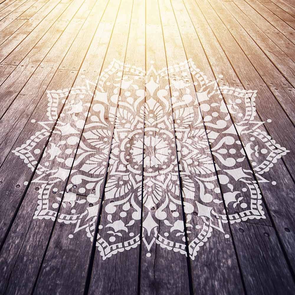 Mandala stencil stenciled deck floor stencils mandalas