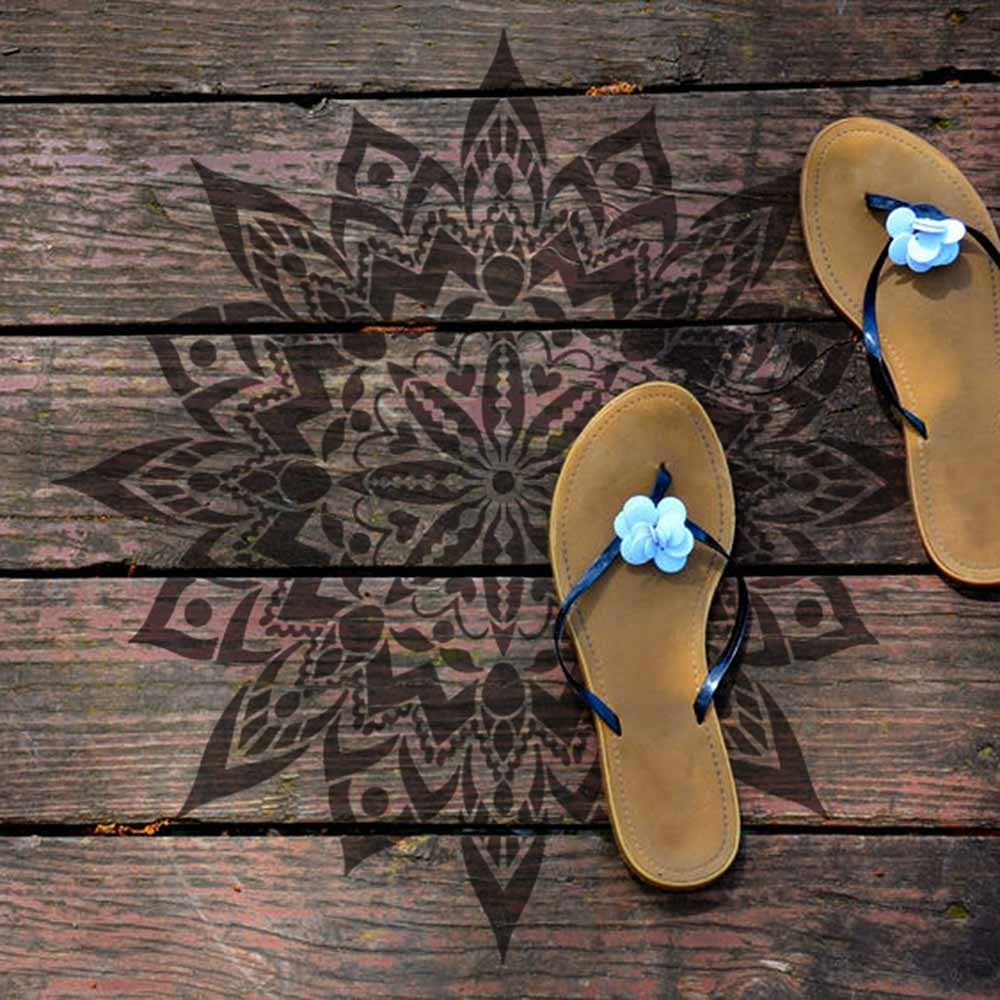 Mandala stencil stenciled wood floor deck stencil designs mandals