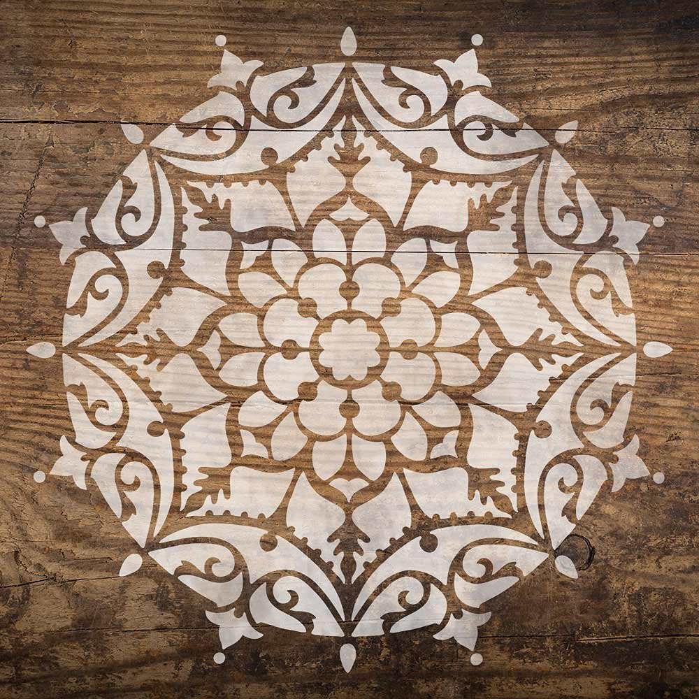 Mandala stencil stenciled wood floor mandala stencils large decal yoga decor