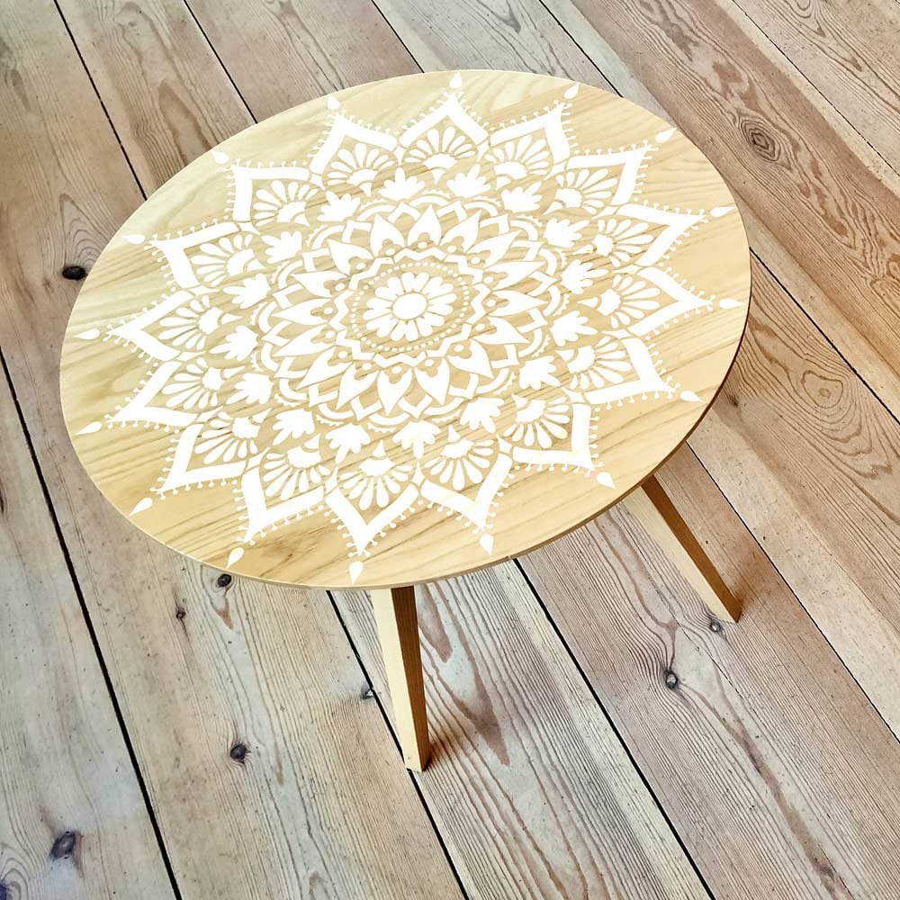 Mandala stencil wooden table lace mandalas