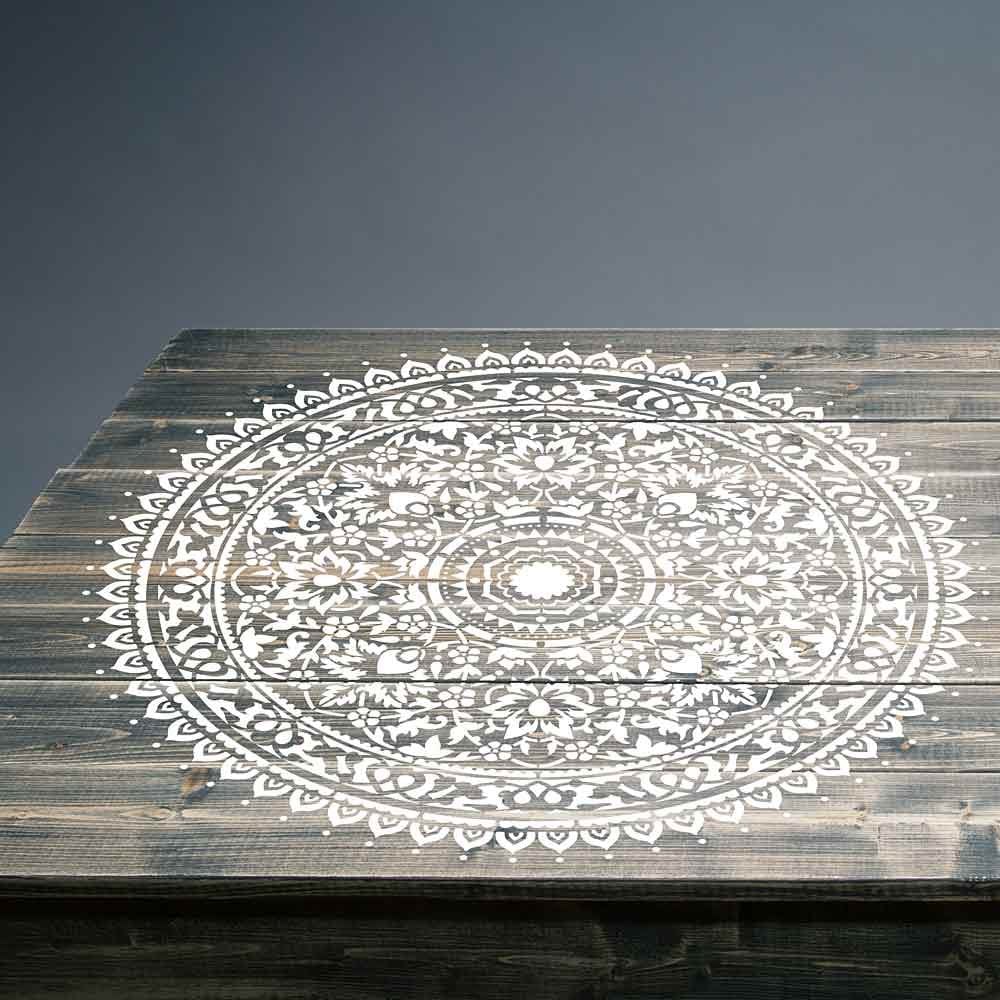 Mandala stenciled table large mandala stencils