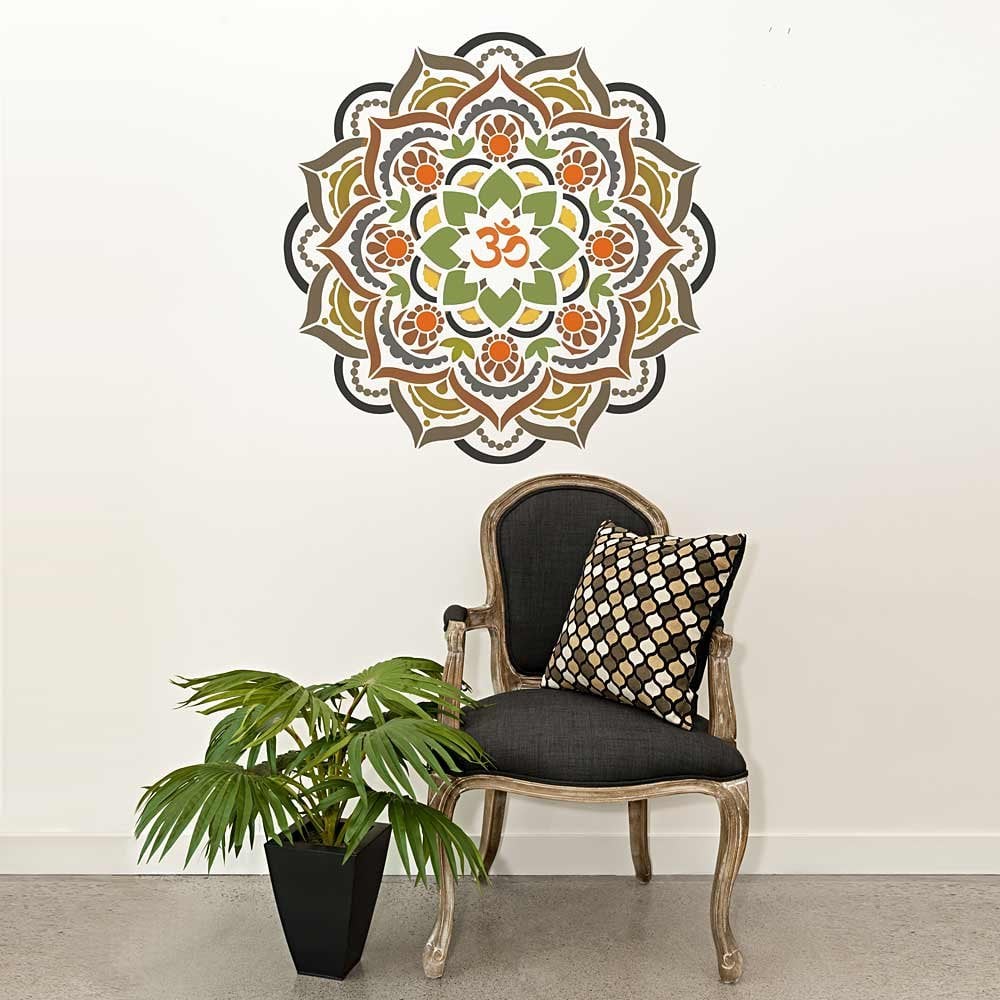 Mandala wall stencil yoga stencils