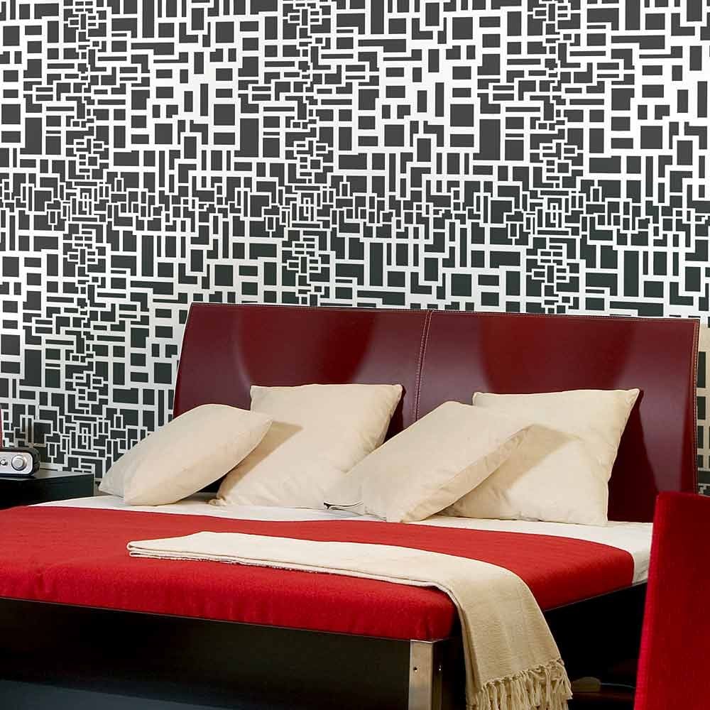 Matrix-geometric-stencil-accent-wall