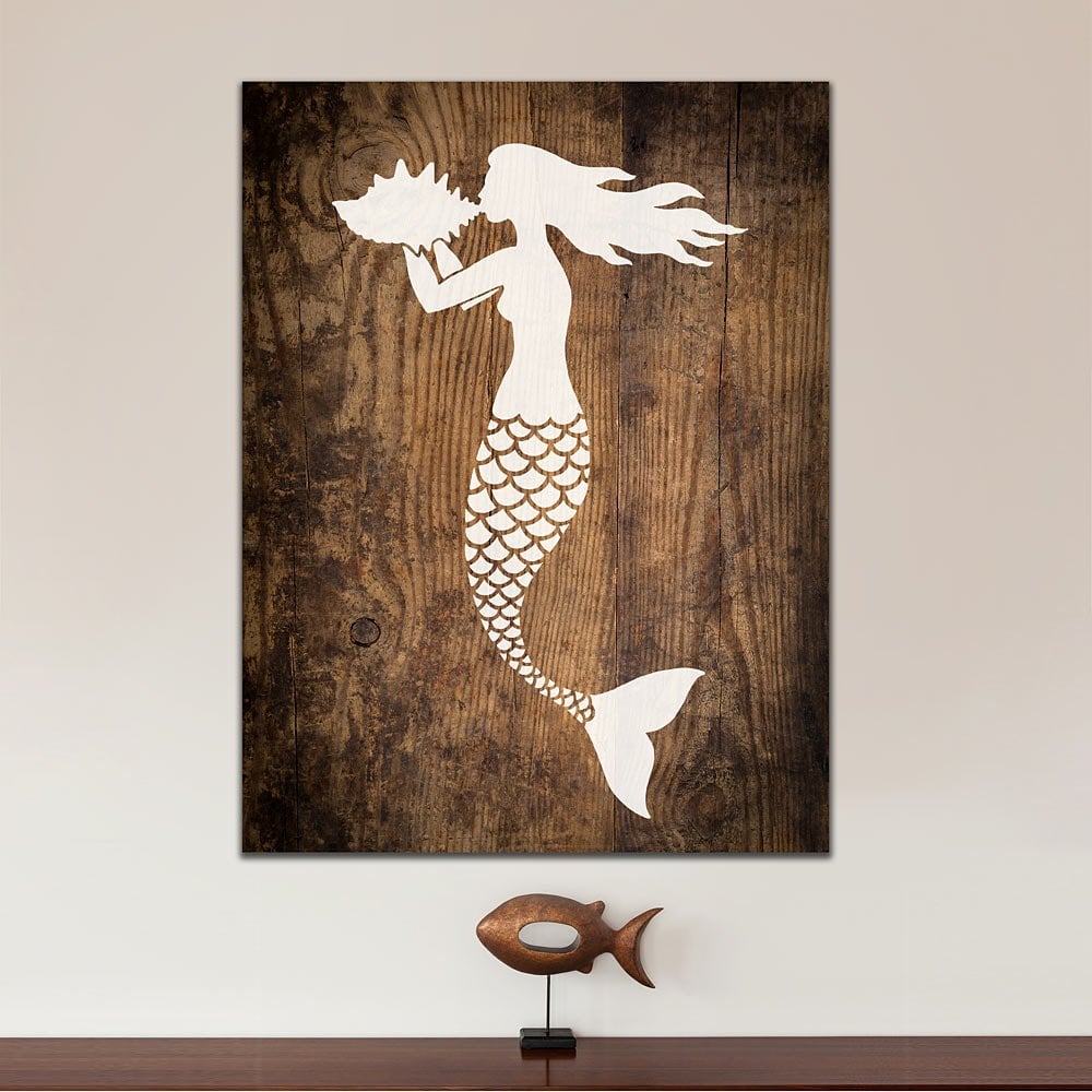 mermaid stencil beach decor