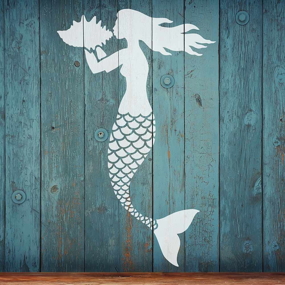 nautical stencil beach decor mermaid