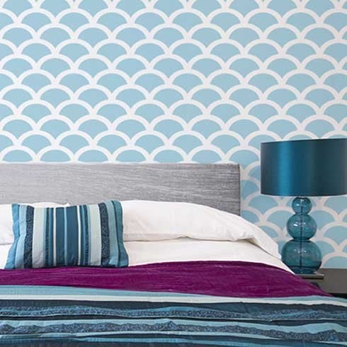 scallop stencil pattern for walls