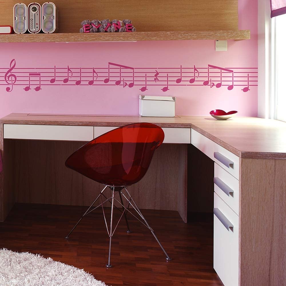 Musical-Notes-stencils-Border-Pink-girls-room