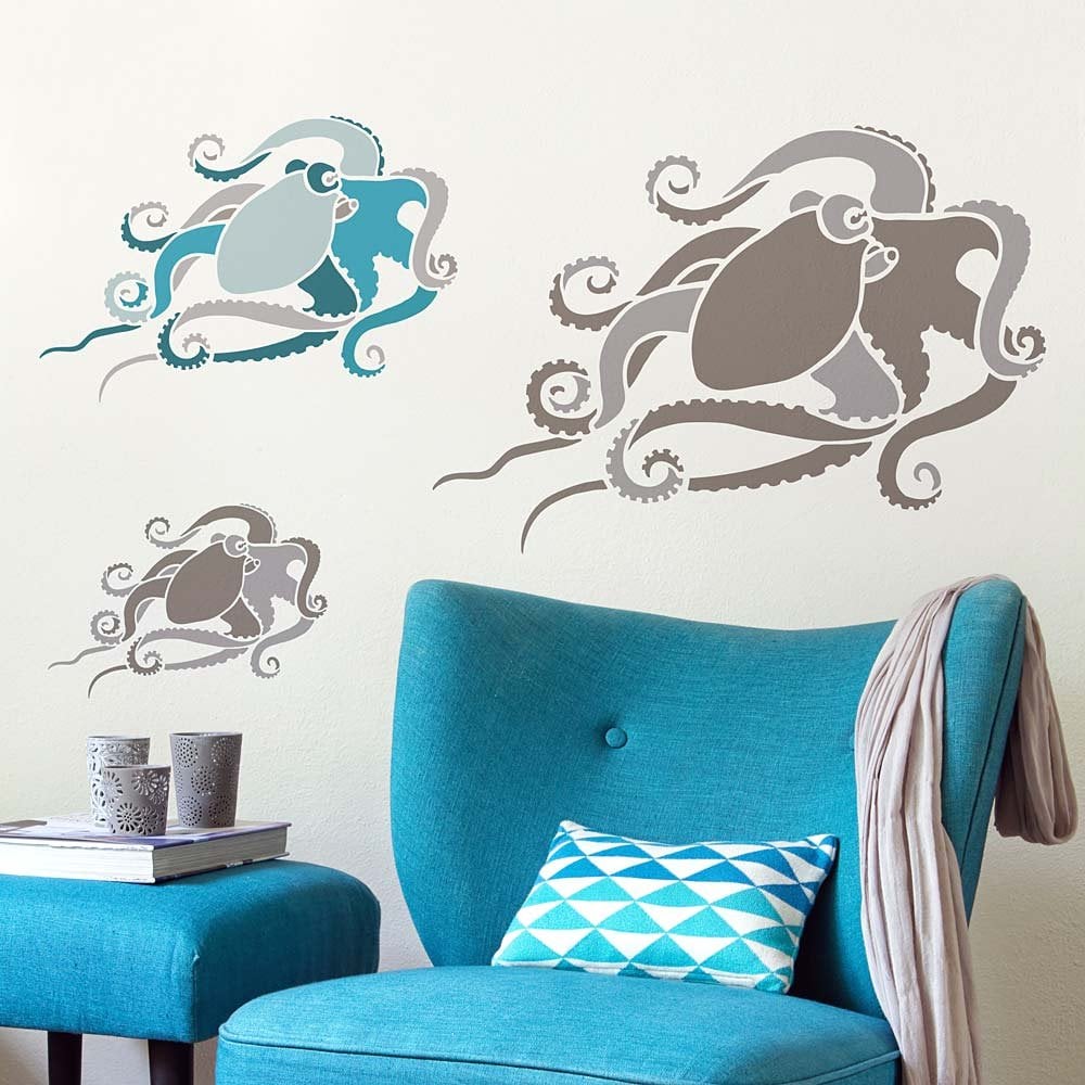 Octopus-stencil-nautical-wall-art-decal