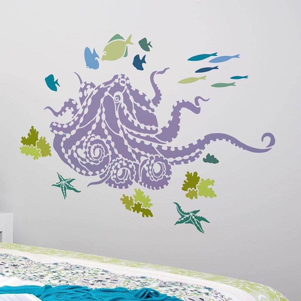 Octopus stencil sea creature design nautical stencils for diy home decor