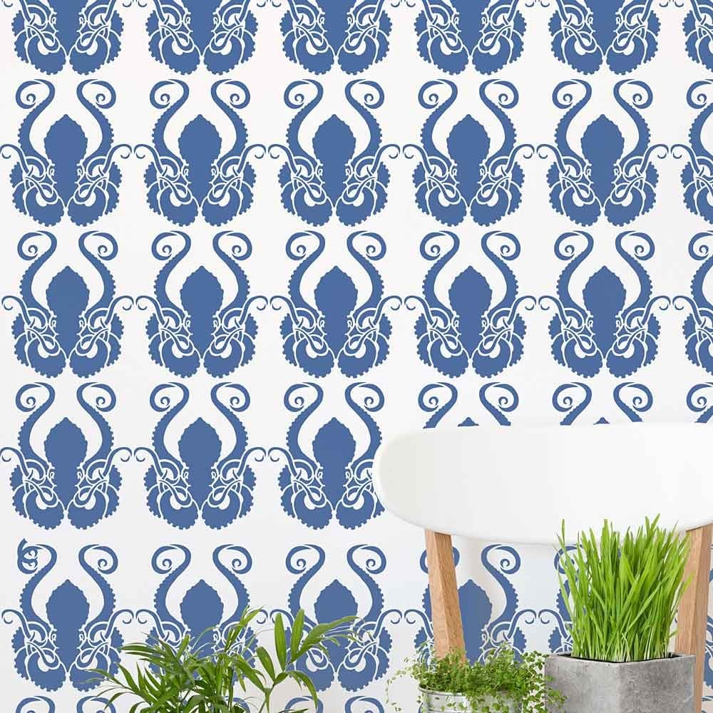 Octopus-stencil-wallpaper-nautical-pattern