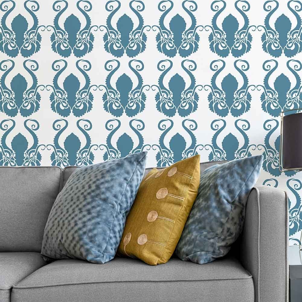 Octopus stencil beach decor wallpaper nautical creatures for easy diy decor