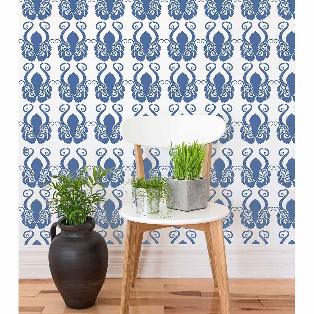 Octopus wallpaper stencil pattern nautical sea creatures accent wall diy decor