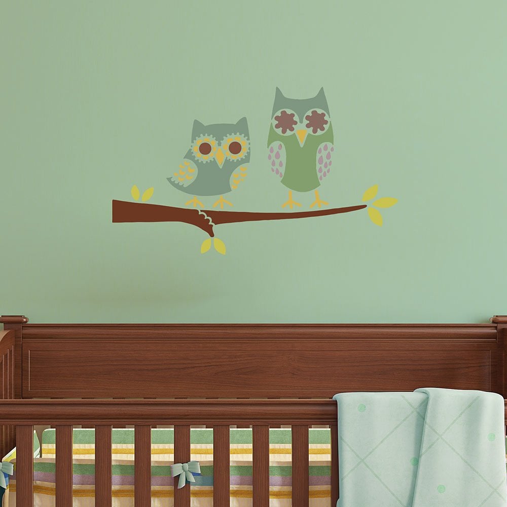 Owl-on-branch-nursery-stencil-decal