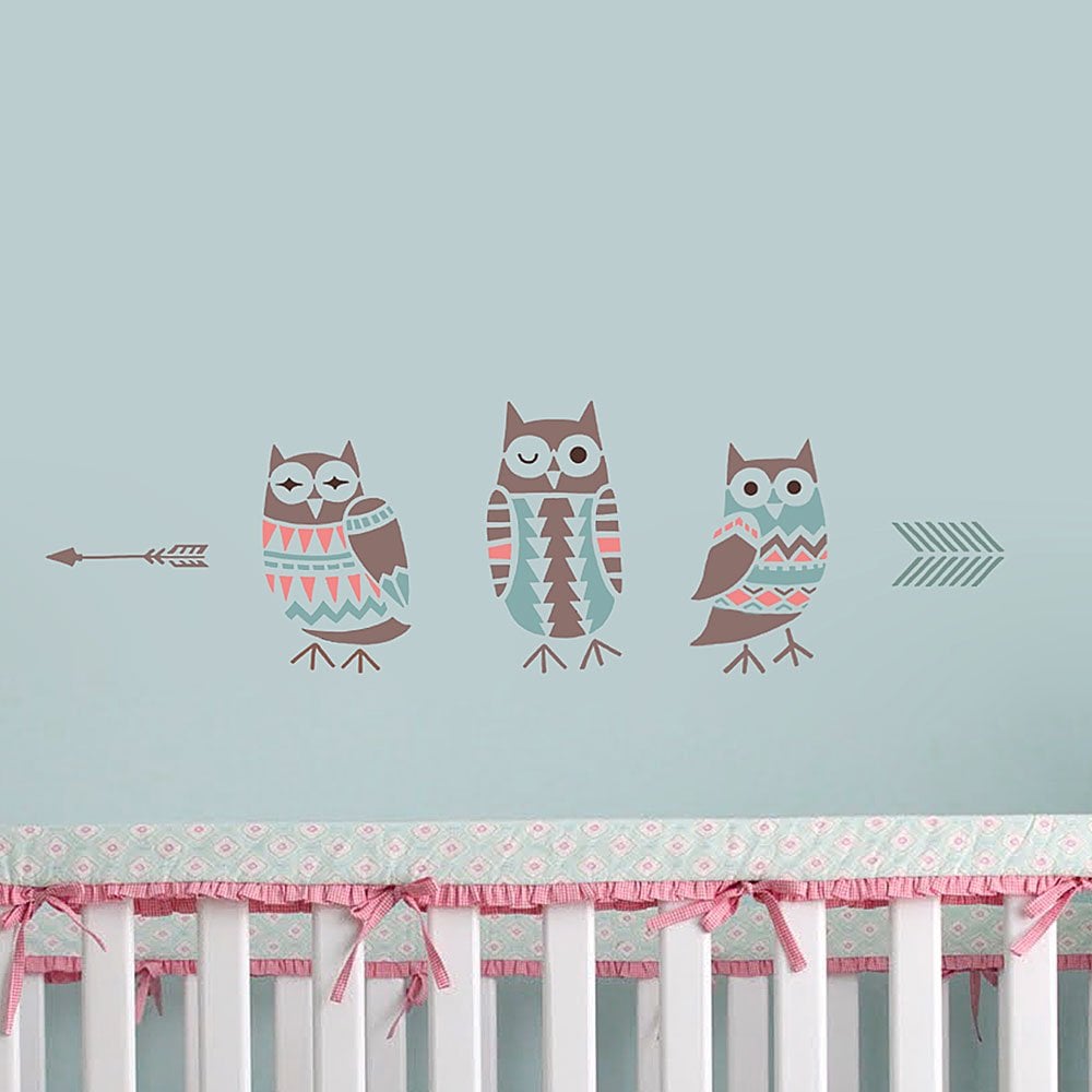 Owl-stencils-for-nursery-tribal-owls