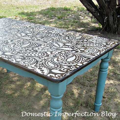 Paisley stenciled table