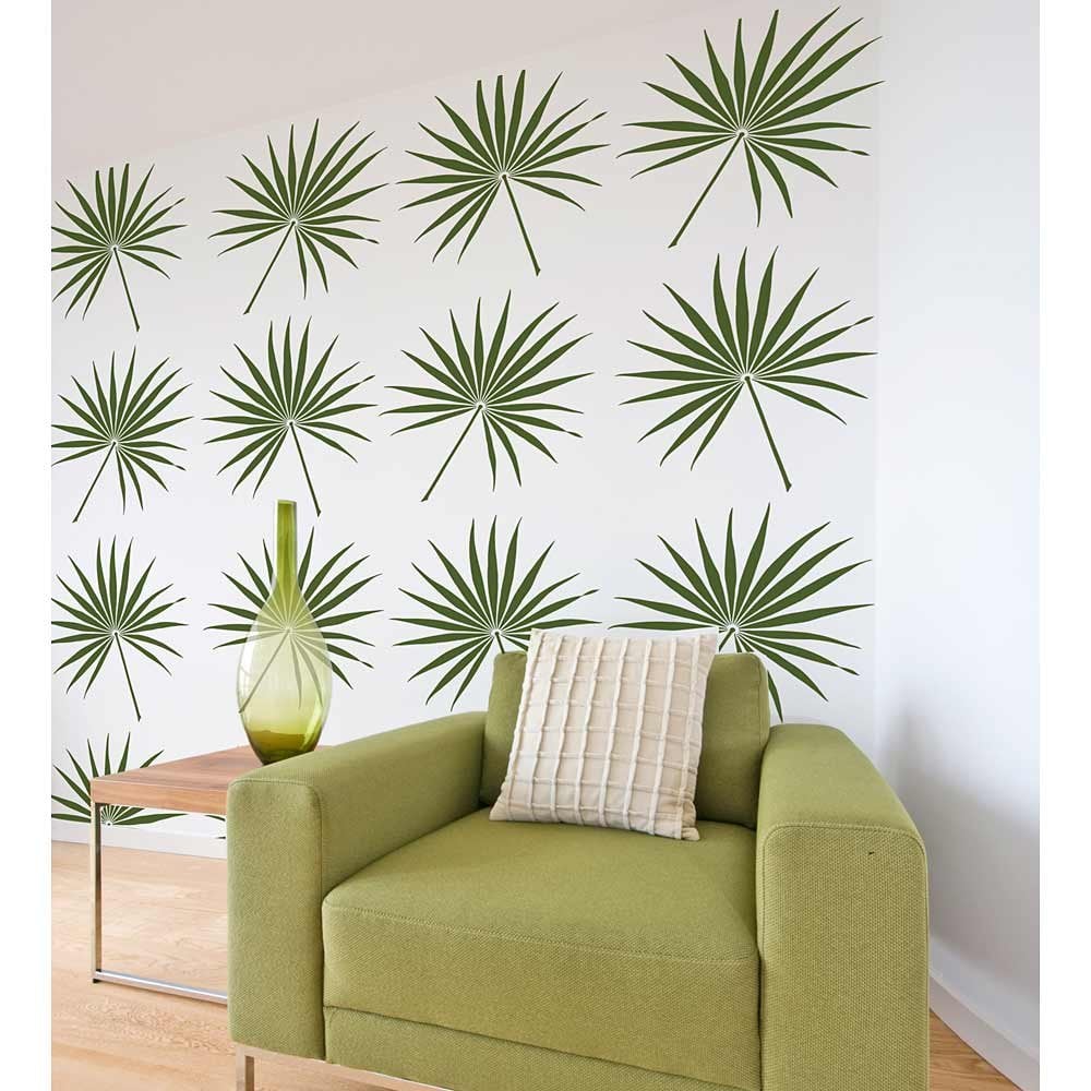 Palm leaf stencil tropical decor