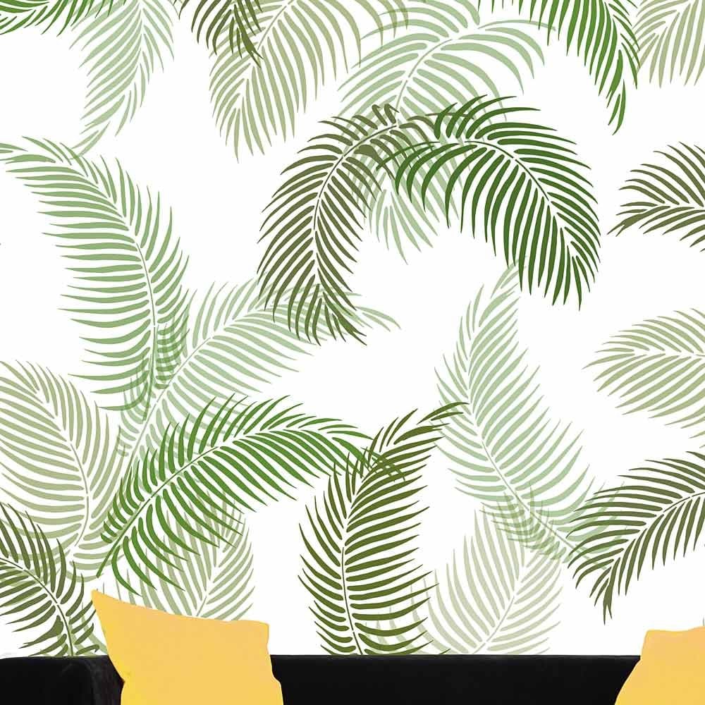 Palm leaf stencil wallpaper palms fronds tropical trend