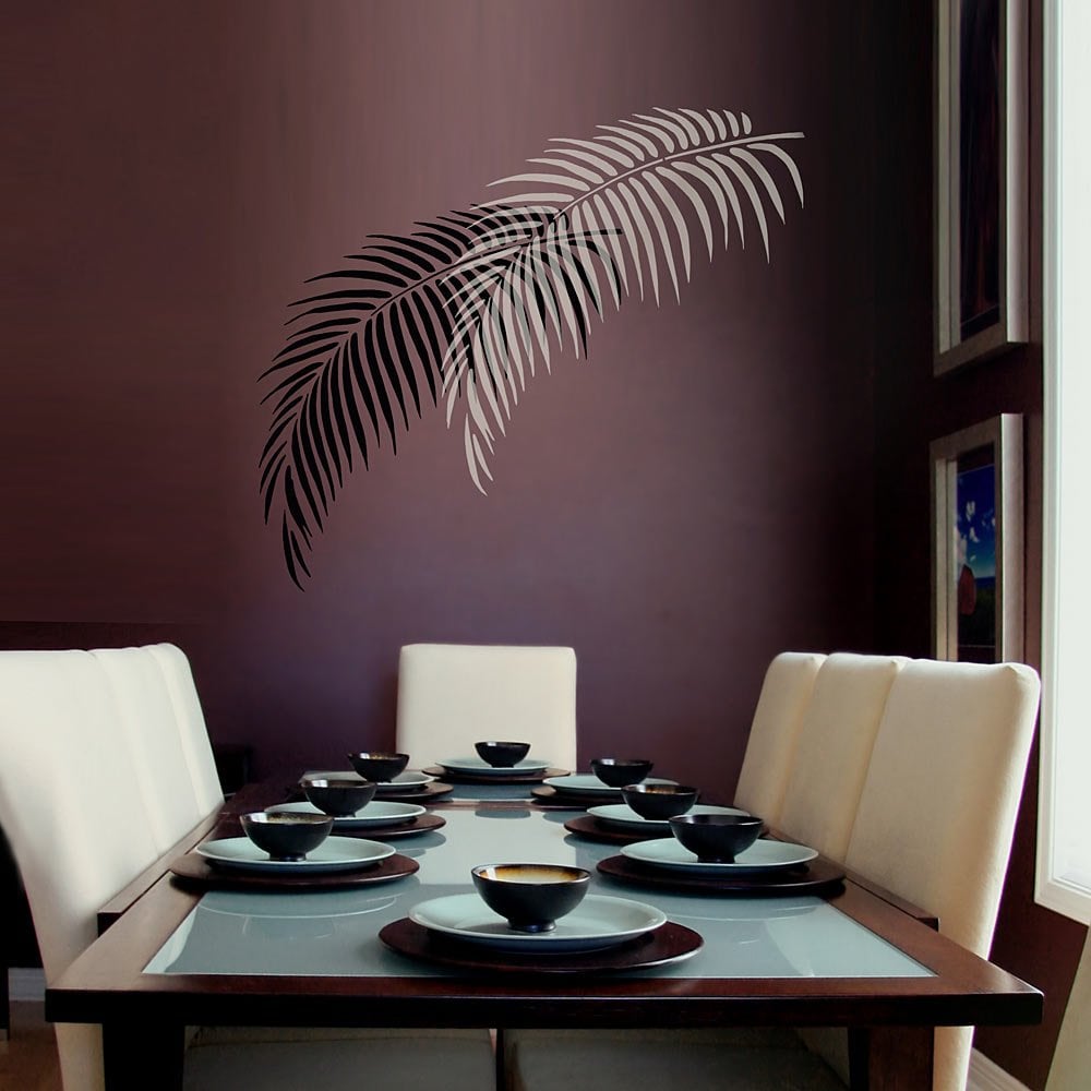 Tropical wallpaper stencil palm leaf