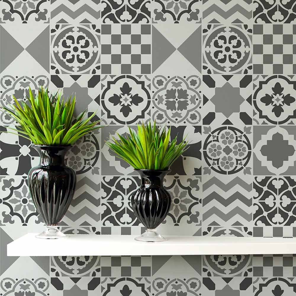 Patchwork tiles tile stencils wall tiles