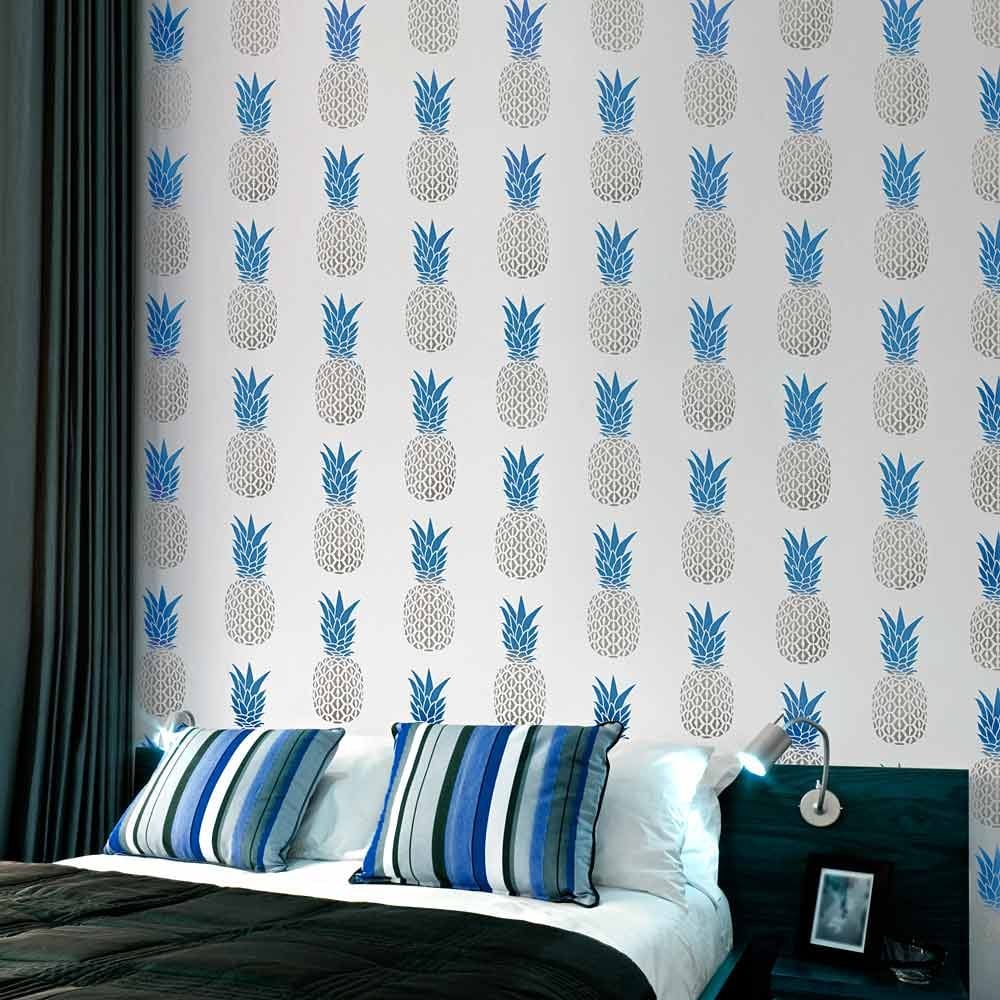 Pineapple stencil wallpaper stencils pineapples wall design