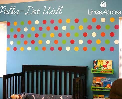 Polka-dot-stencil-accent-wall-nursery-decor