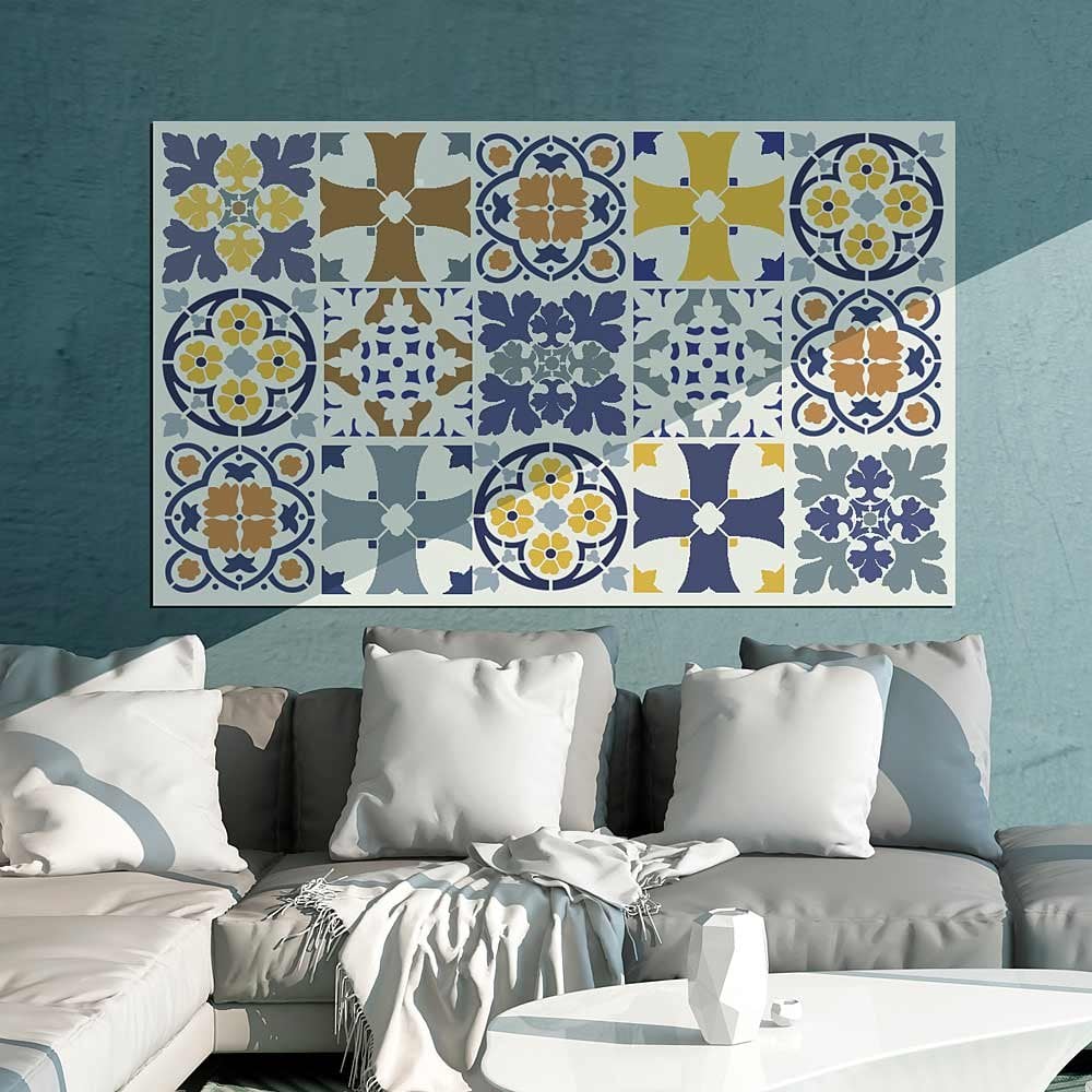 Mixed tiles stencils patchwork tile spanish portuguese tile stencils