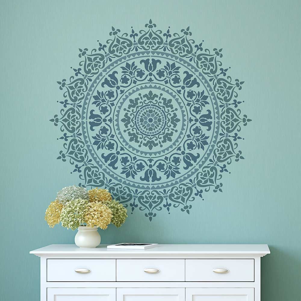 Prosperity Mandala stencil circular design for walls