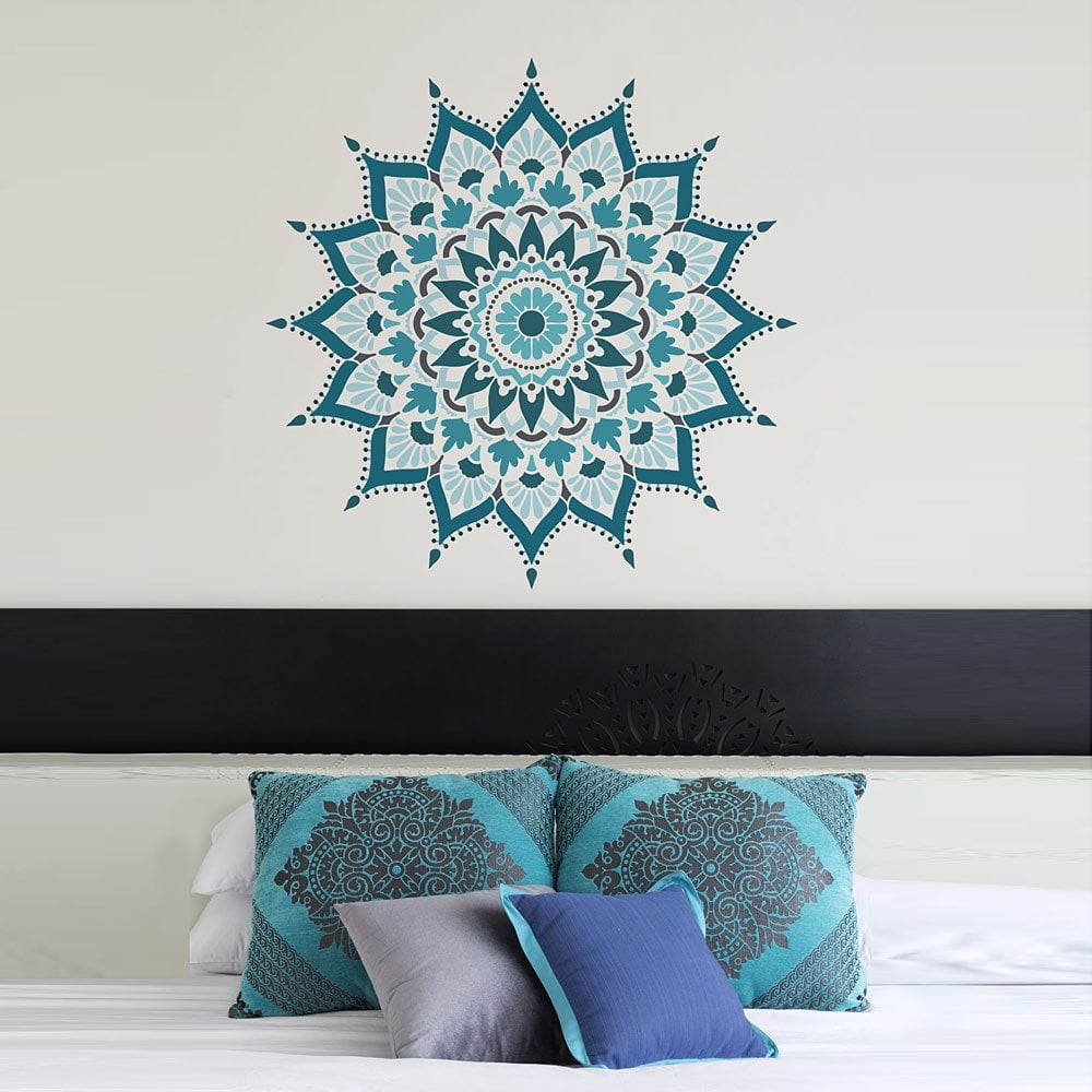 Radiance Mandala Stencil bedroom wall