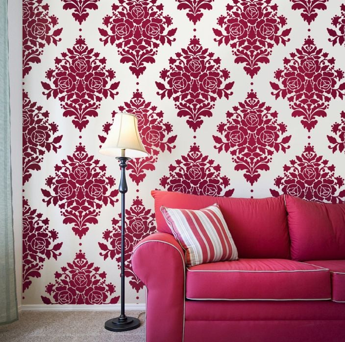 rose damask stencil