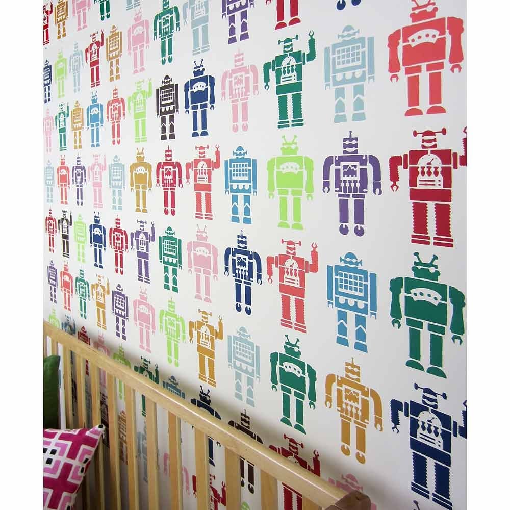 Robot-stencils-boys-nursery-DIY-wall