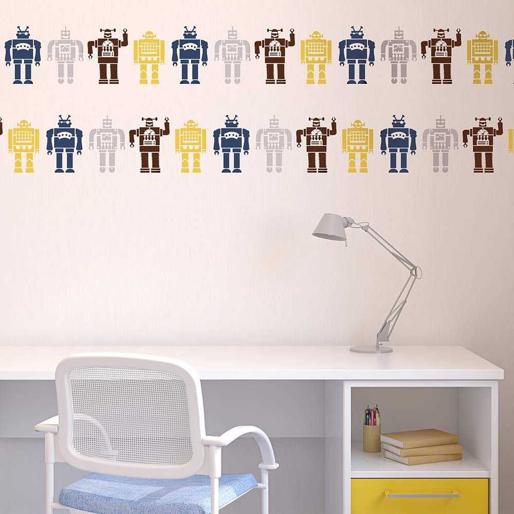 Robots-border-kids-stencils-stencil