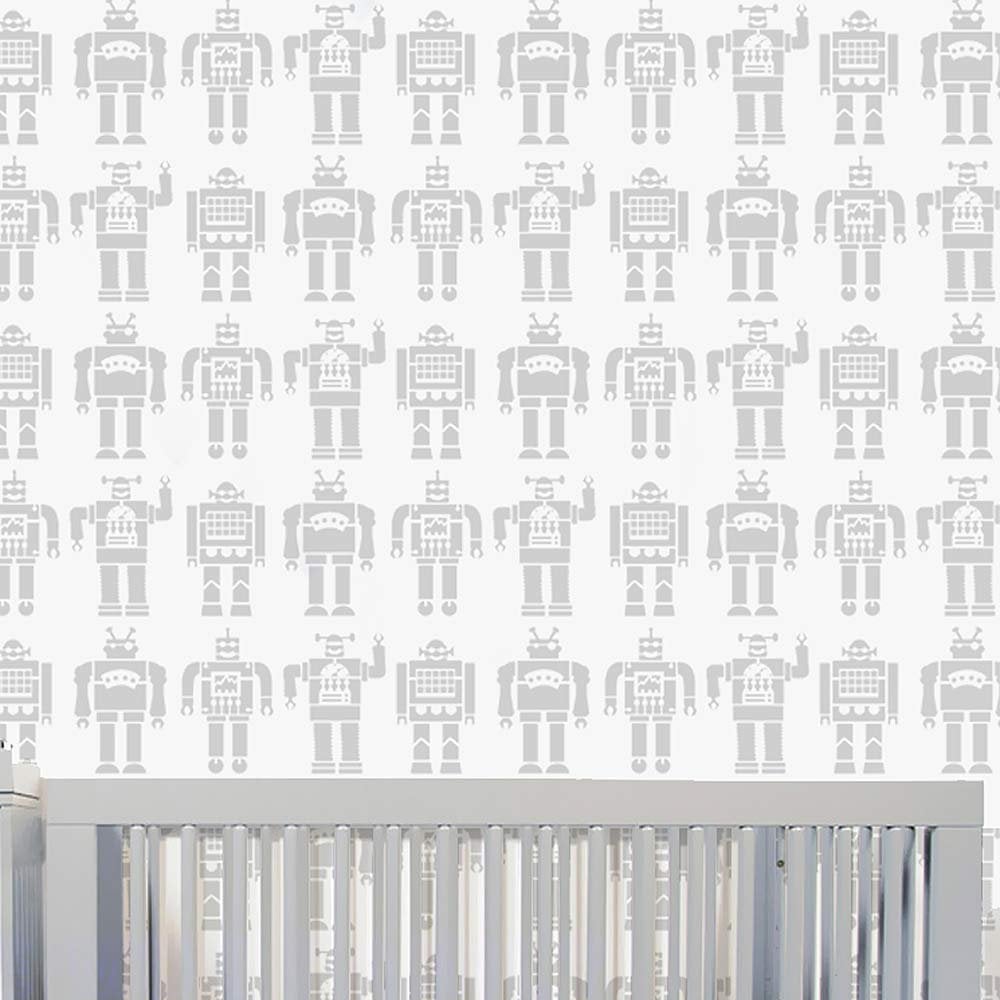 Robots-grey-nursery-stencils-boys-decor