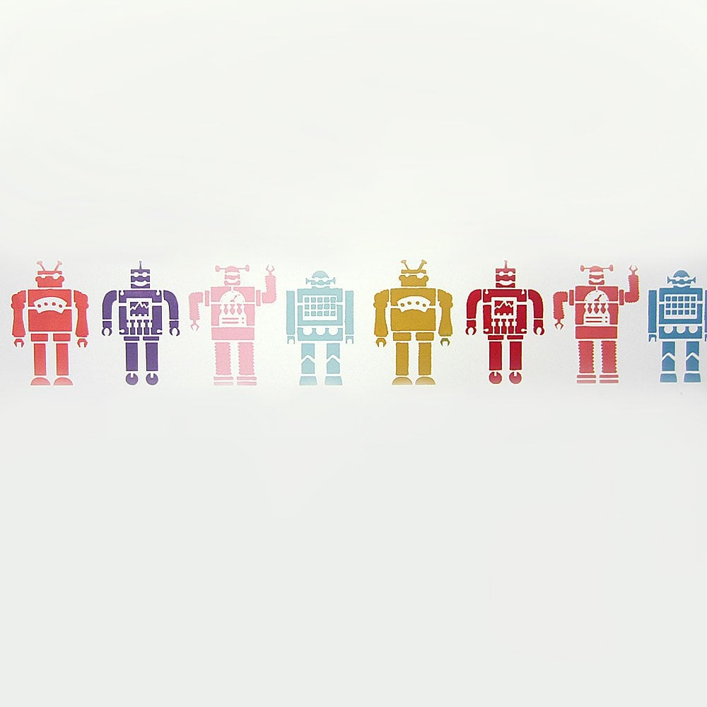 Robots-stencil-border-nursery-wall