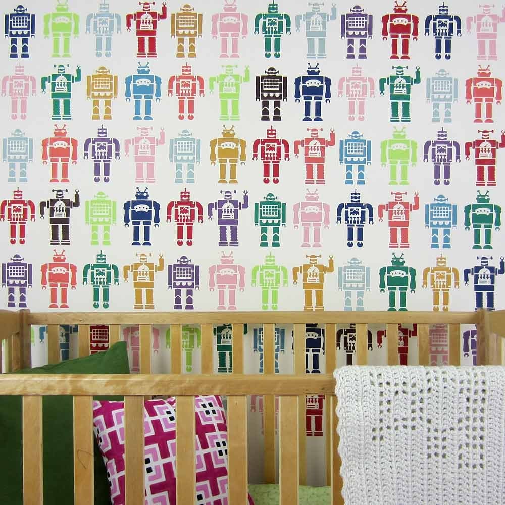 Robots-stencil-boys-nursery-DIY-wall