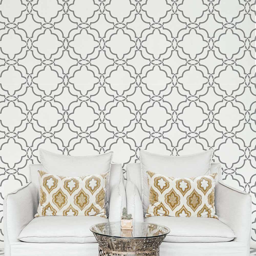 Sarah Trellis stencil Moroccan wallpaper pattern stencils