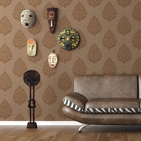 Tribal stencil paisley wall