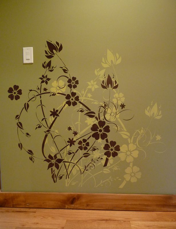 Flower decal stencil. Scroll stencils