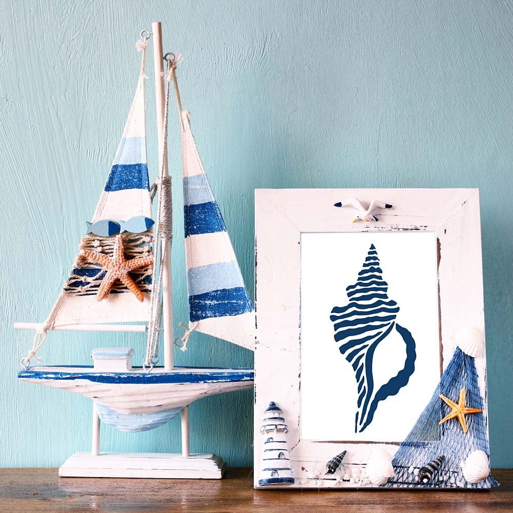 SeaShell stencils shells beach decor designs sea shore style stencils