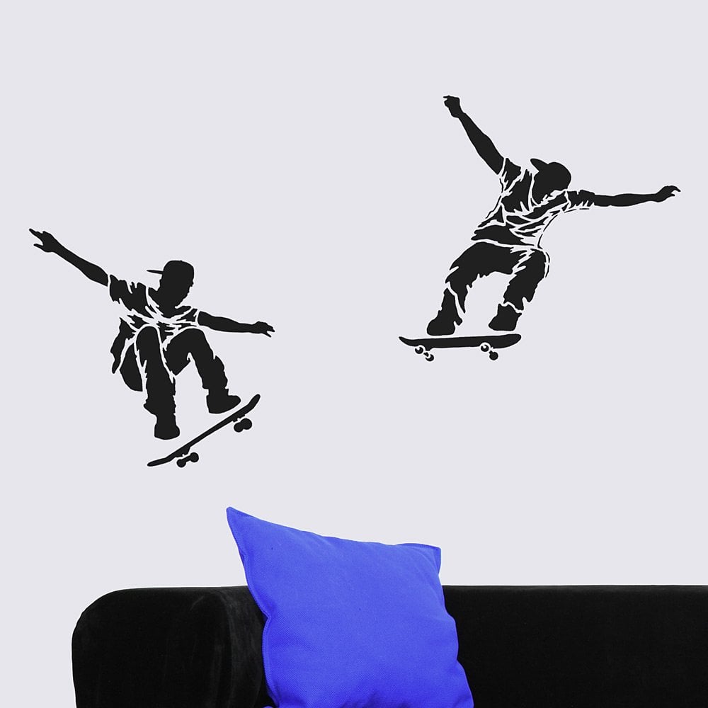 Skateboarders-stenils-decals-silhouettes-wall-art-stencil