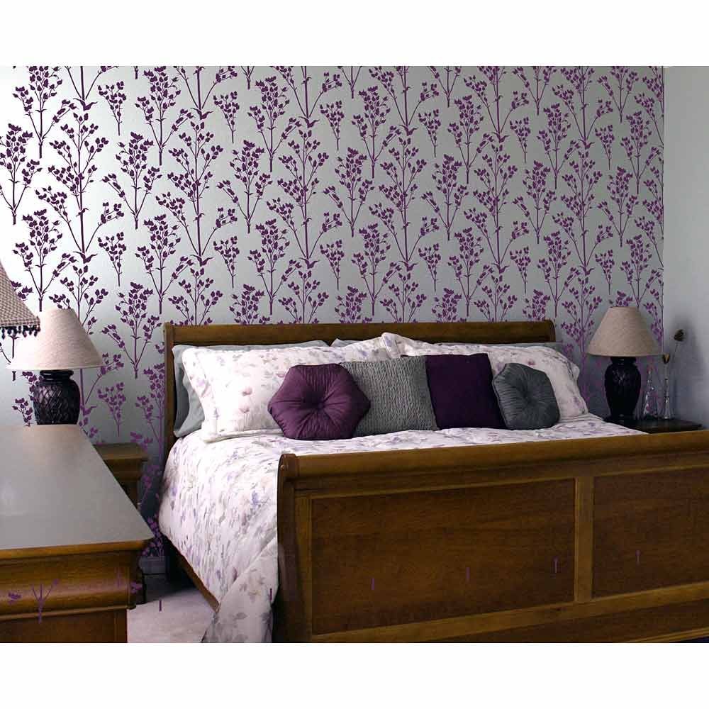 Sprig-allover-wall-stencil-bedroom