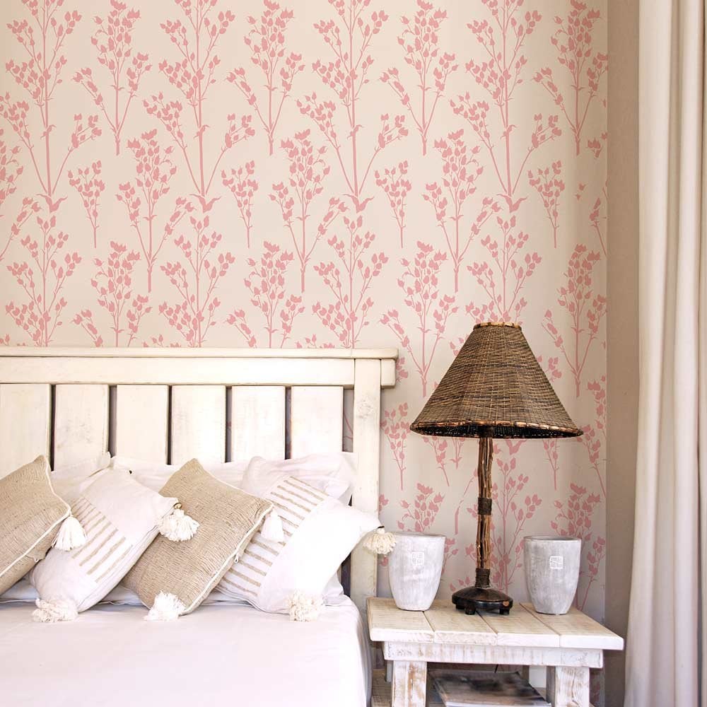 Sprigs-wall-stencil-dreamy-bedroom