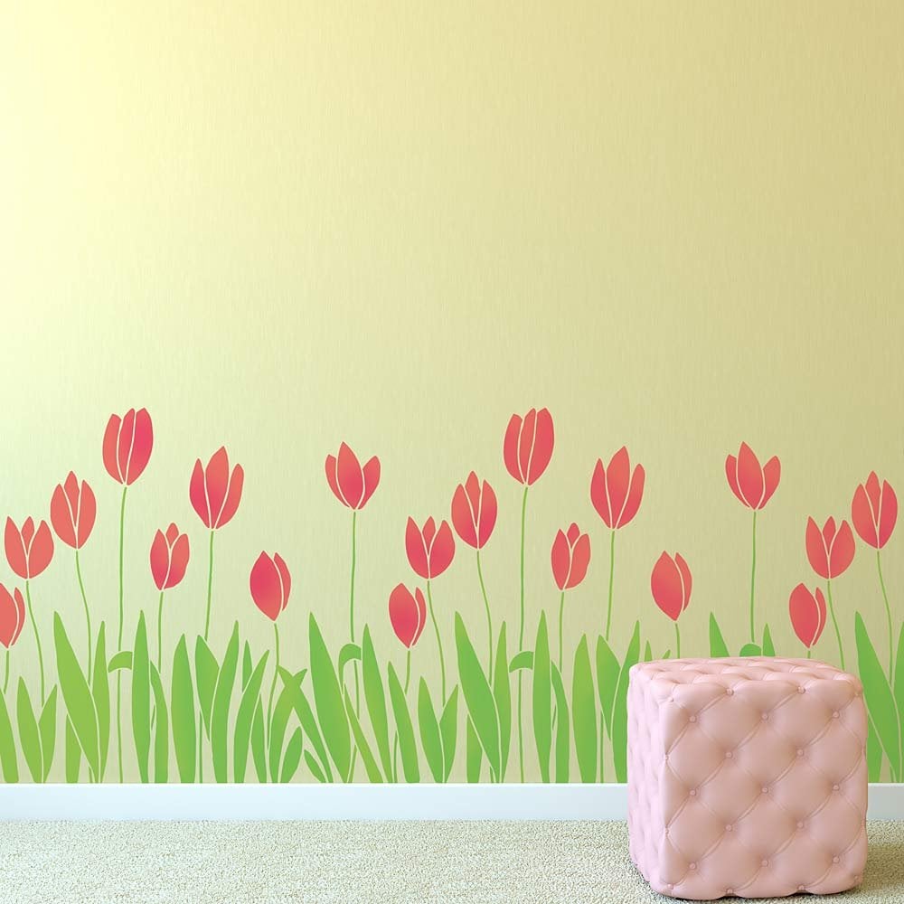 Spring-tulip-stencil-border