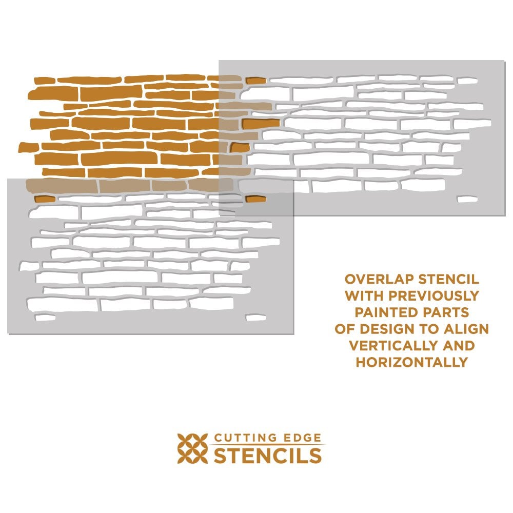 Stacked stone wall design stencil stone wallpaper 1234