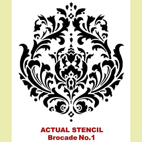 Brocade damask stencil for walls.