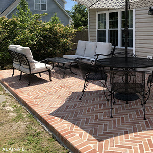 Stenciled faux brick on a concrete patio