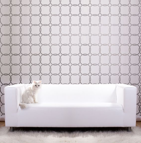 grey stenciled wall